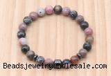 CGB8876 8mm, 10mm rhodonite, drum & rondelle hematite beaded bracelets
