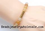 CGB8955 8mm, 10mm yellow aventurine & rondelle hematite beaded bracelets