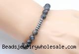 CGB8968 8mm, 10mm grey opal & rondelle hematite beaded bracelets