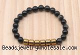 CGB9001 8mm, 10mm golden obsidian & drum hematite beaded bracelets
