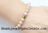 CGB9245 8mm, 10mm white fossil jasper & drum hematite power beads bracelets