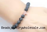 CGB9441 8mm, 10mm matte black labradorite & cross hematite power beads bracelets
