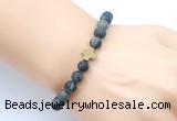 CGB9451 8mm, 10mm matte kambaba jasper & cross hematite power beads bracelets