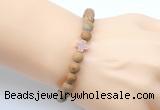 CGB9452 8mm, 10mm matte wooden jasper & cross hematite power beads bracelets
