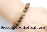 CGB9455 8mm, 10mm matte yellow tiger eye & cross hematite power beads bracelets