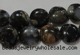 CGE123 15.5 inches 12mm flat round glaucophane gemstone beads