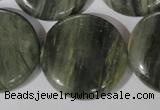 CGH24 15.5 inches 30mm flat round green hair stone beads