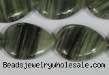 CGH57 15.5 inches 22*30mm flat teardrop green hair stone beads