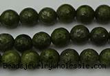 CGJ460 15.5 inches 4mm faceted round green jasper beads wholesale