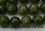 CGJ463 15.5 inches 10mm faceted round green jasper beads wholesale