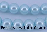 CGL346 5PCS 16 inches 12mm round dyed glass pearl beads wholesale