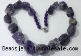 CGN141 19.5 inches 10*14mm - 20*30mm nuggets amethyst necklaces