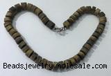 CGN179 20 inches 7*12mm - 9*12mm tyre matte yellow tiger eye necklaces