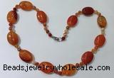 CGN218 22 inches 6mm round & 18*25mm oval agate necklaces