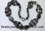 CGN296 24.5 inches chinese crystal & Indian agate beaded necklaces