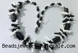 CGN317 chinese crystal, white porcelain & black agate beaded necklaces