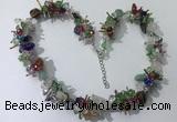 CGN417 19.5 inches chinese crystal & mixed gemstone chips beaded necklaces
