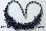 CGN466 22 inches chinese crystal & blue goldstone beaded necklaces