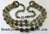 CGN629 24 inches chinese crystal & striped agate beaded necklaces