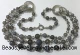 CGN638 24 inches chinese crystal & striped agate beaded necklaces