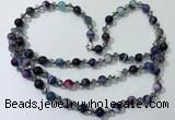 CGN662 22 inches chinese crystal & striped agate beaded necklaces