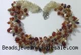 CGN716 21.5 inches stylish mixed goldstone beaded necklaces