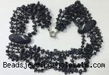 CGN767 20 inches stylish 6 rows blue goldstone chips necklaces