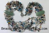 CGN770 20 inches stylish 6 rows mix gemstone chips necklaces