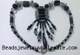 CGN813 19.5 inches chinese crystal & blue goldstone statement necklaces