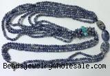 CGN848 30 inches trendy blue spot stone long beaded necklaces