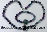 CGN879 19.5 inches 8mm round striped agate jewelry sets