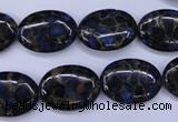 CGO206 15.5 inches 10*14mm oval gold blue color stone beads