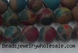 CGO267 15.5 inches 8mm round matte gold multi-color stone beads