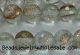 CGQ24 15.5 inches 8mm faceted round gold sand quartz beads