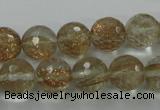 CGQ26 15.5 inches 12mm faceted round gold sand quartz beads