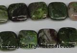 CGR32 15.5 inches 10*10mm square green rain forest stone beads