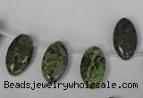 CGR40 Top-drilled 10*18mm marquise green rain forest stone beads