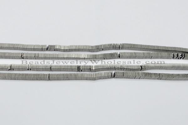 CHE618 15.5 inches 1*2*2mm square matte plated hematite beads