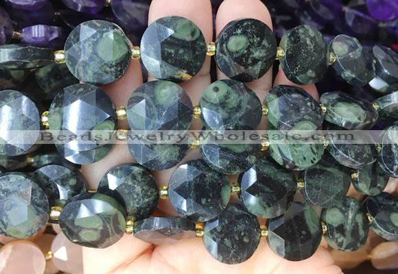 CIBS52 15 inches 15mm faceted coin kambaba jasper beads wholesale