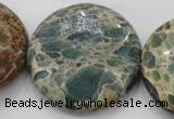 CIJ49 15.5 inches 40mm flat round impression jasper beads wholesale