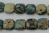 CIJ52 15.5 inches 12*12mm square impression jasper beads wholesale