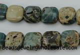 CIJ52 15.5 inches 12*12mm square impression jasper beads wholesale