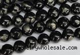 CJB151 15.5 inches 8mm round natural jet & pyrite gemstone beads