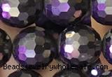 CJB203 15.5 inches 10mm faceted round jet beads wholesale