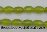 CKA226 15.5 inches 8*12mm faceted rice Korean jade gemstone beads