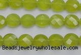 CKA265 15.5 inches 10mm faceted coin Korean jade gemstone beads