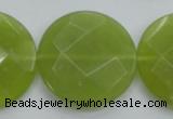 CKA268 15.5 inches 30mm faceted coin Korean jade gemstone beads