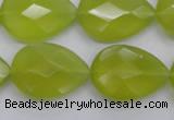 CKA276 15.5 inches 18*25mm faceted flat teardrop Korean jade gemstone beads