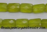 CKA280 15.5 inches 10*14mm faceted rectangle Korean jade gemstone beads