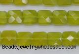 CKA285 15.5 inches 10*10mm faceted square Korean jade gemstone beads